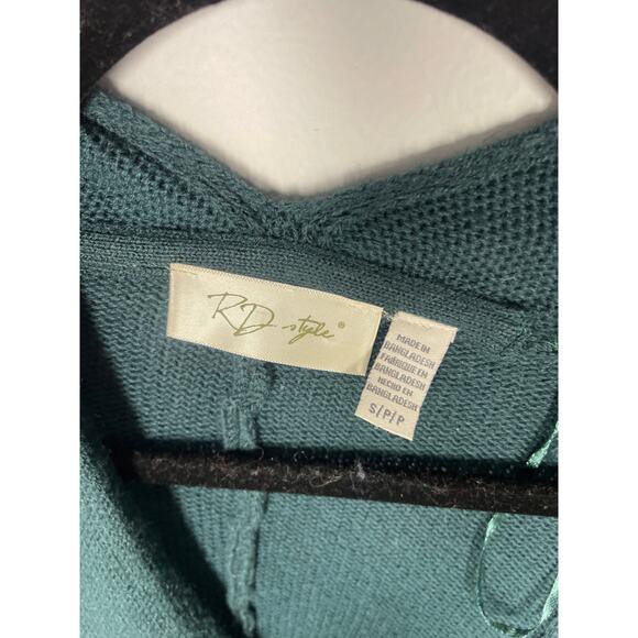 NWT, RD Style, Size Small (4-6), Green Knit Poncho Sweater, Lightweight Pullover - Picture 3 of 6